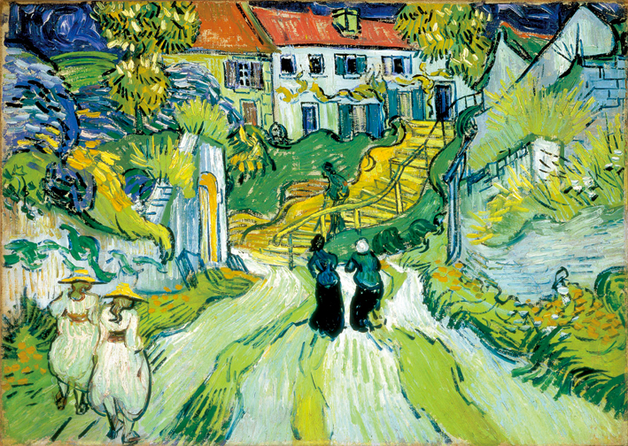  文森特·威廉·梵高  Vincent Willen Van Gogh —— 街道 台阶及五个人